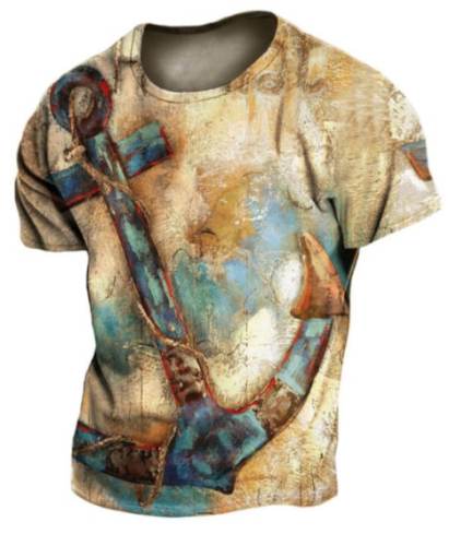 Men's Anchor Vintage Print Short Sleeve T-Shirt