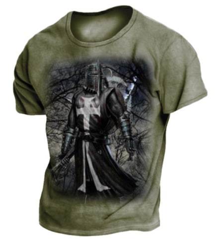 Men's Templar Jesus Cross Vintage Print T-Shirt