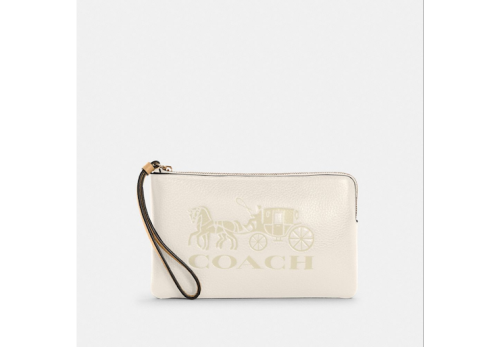 Large Corner Zip Wristlet With Horse And Carriage