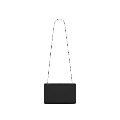 Saint Laurent Large Kate Chain Bag In Black Textured Leather