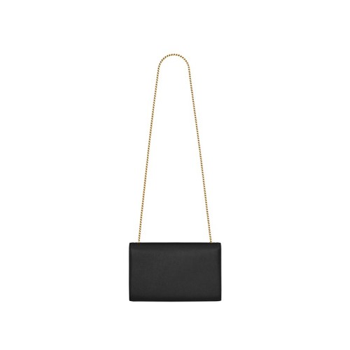 Saint Laurent Medium Kate Chain Bag In Black Textured Leather