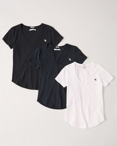 Abercrombie & Fitch 3-Pack Short-Sleeve Deep-V Tee