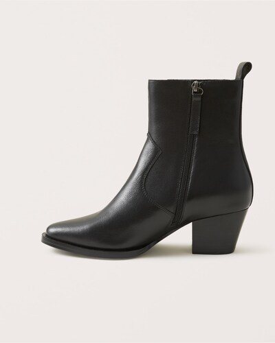 Abercrombie & Fitch Margaux Leather Western Ankle Boots