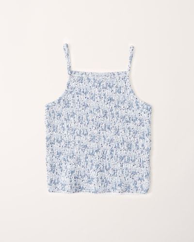 Abercrombie & Fitch Cropped Smocked High-Neck Top