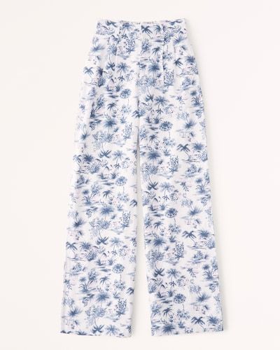 Abercrombie & Fitch Tailored Linen-Blend Wide Leg Pants