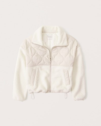 Abercrombie & Fitch Cinched Cocoon Sherpa Quilted Full-Zip