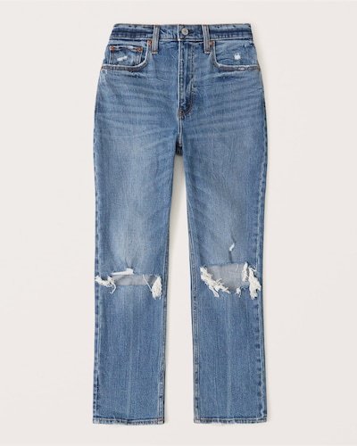 Abercrombie & Fitch Curve Love Ultra High Rise Ankle Straight Jean