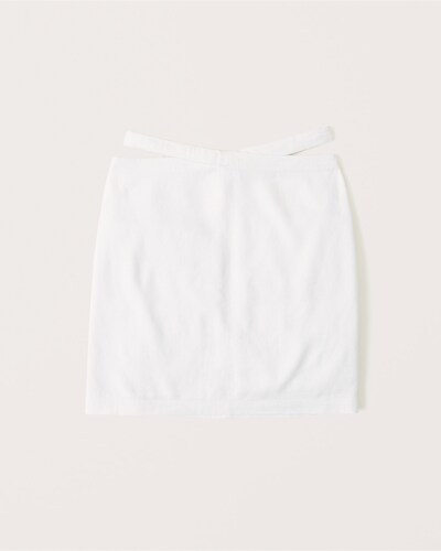 Abercrombie & Fitch Strappy Waist Linen-Blend Mini Skirt
