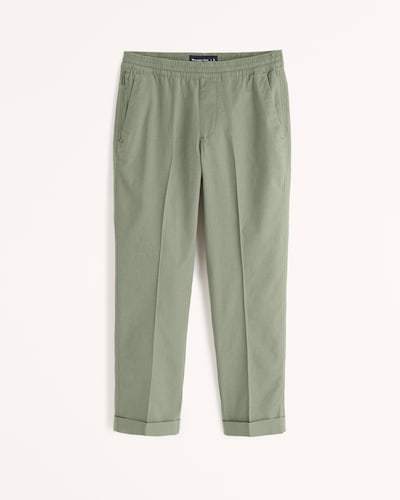 Abercrombie & Fitch Cropped Linen-Blend Sneaker Pants