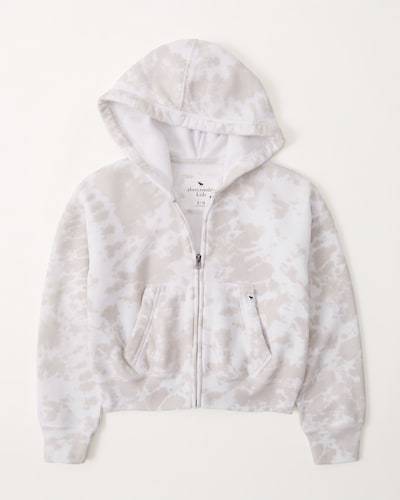 Abercrombie & Fitch Tie-Dye Cropped Easy-Fit Full-Zip Hoodie