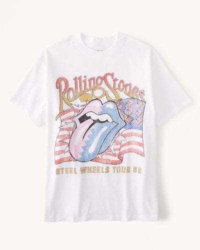 Abercrombie & Fitch Oversized Boyfriend Heavyweight Rolling Stones Graphic Tee