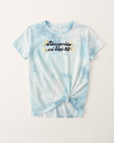 Abercrombie & Fitch Essential Tie-Dye Knot-Front Graphic Logo Tee