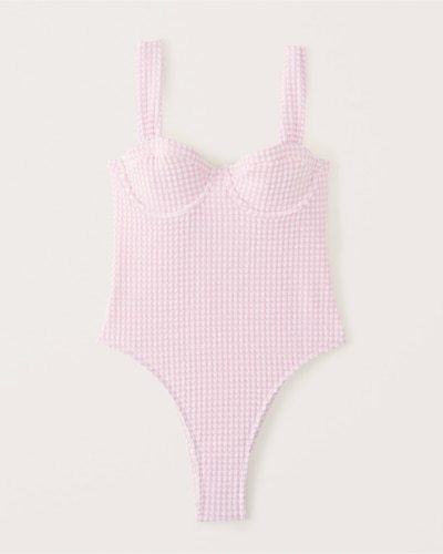 Abercrombie & Fitch Pleated Strap Underwire One-Piece Swimsuit