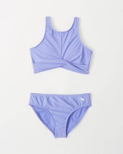 Abercrombie & Fitch Twist-Front High-Neck Two-Piece Swimsuit