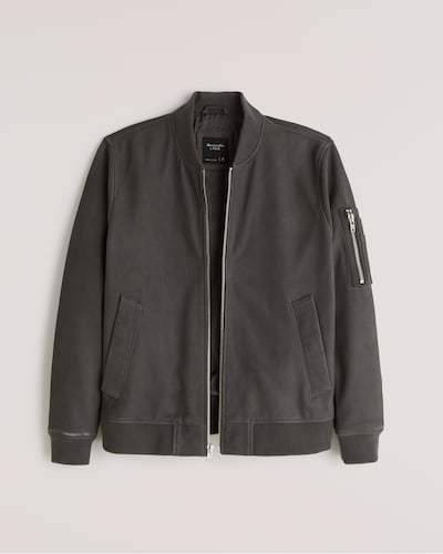 Abercrombie & Fitch Genuine Suede Bomber Jacket