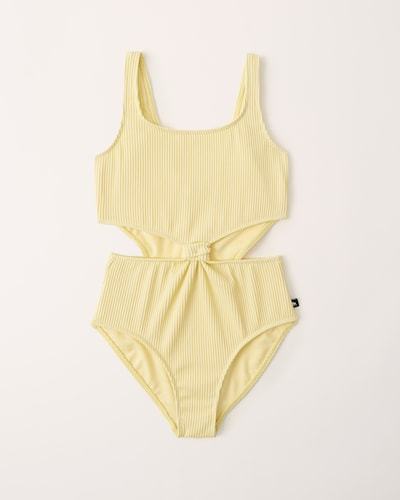 Abercrombie & Fitch Ribbed Knot-Front Cutout One-Piece Swimsuit