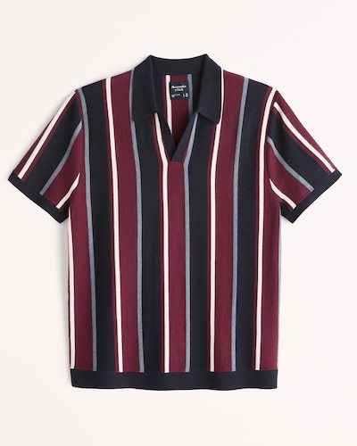 Abercrombie & Fitch Striped Johnny Collar Sweater Polo