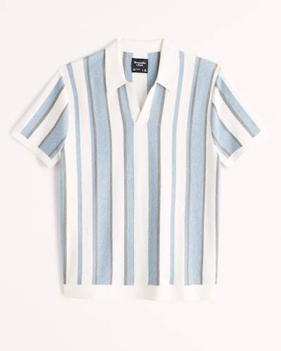 Abercrombie & Fitch Striped Johnny Collar Sweater Polo