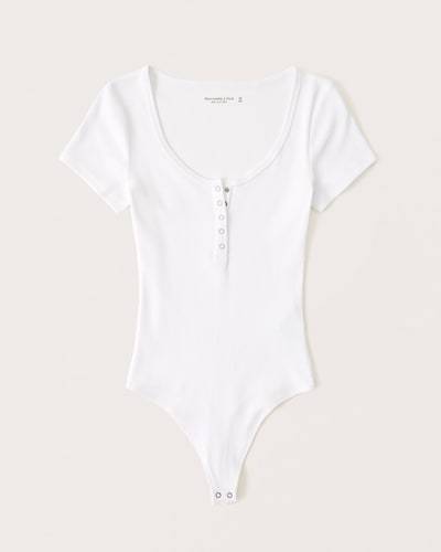 Abercrombie & Fitch Short-Sleeve Ribbed Henley Bodysuit