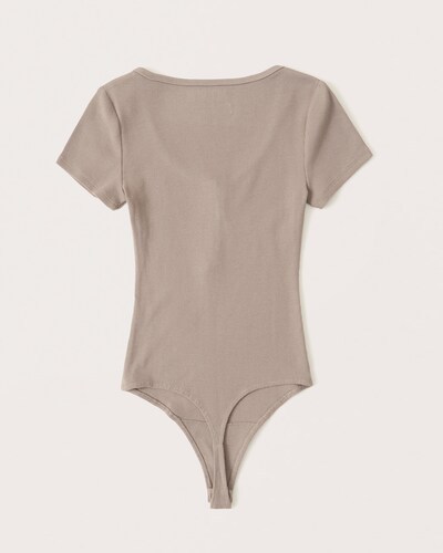 Abercrombie & Fitch Short-Sleeve Ribbed Henley Bodysuit