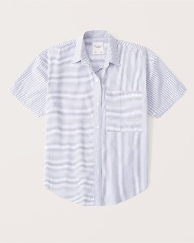 Abercrombie & Fitch Oversized Short-Sleeve Poplin Button-Up Shirt