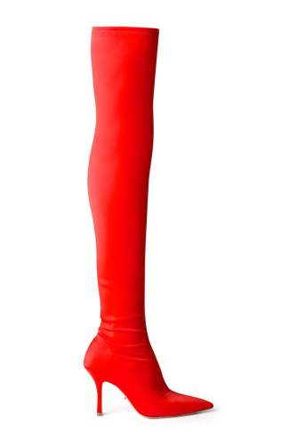 Kylie Red Lycra 9.5cm Long Boots