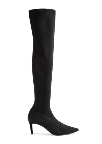 Gracie Black Sock Knit 6.5cm Long Boots