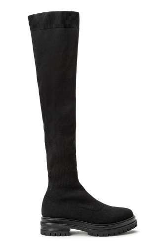 Winter Black Sock Knit 4.5cm Long Boots