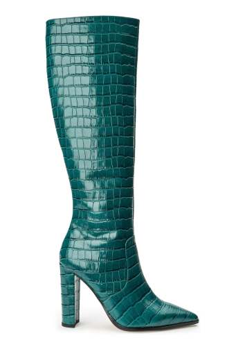 Lucille Green Croc 10.3cm Calf Boots