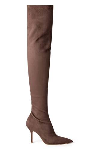 Kylie Choc Stretch Suede 9.5cm Long Boots