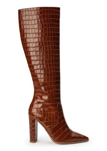 Lucille Tan Croc 10.3cm Calf Boots