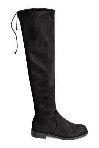 Romeo Black Stretch Suede 2.5cm Long Boots