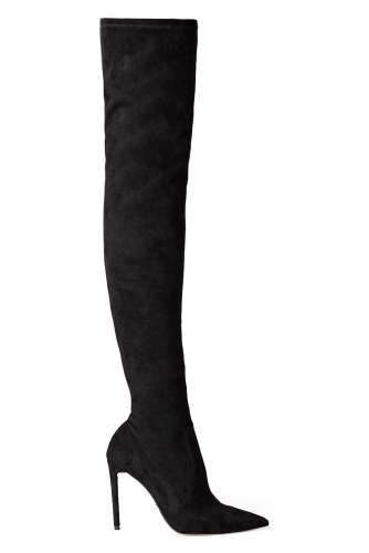 Avah Black Stretch Suede 10.5cm Long Boots