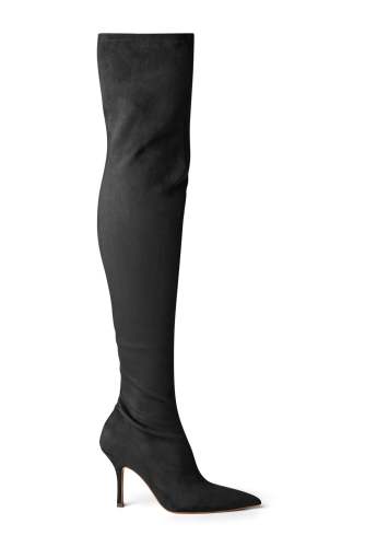 Kylie Black Stretch Suede 9.5cm Long Boots