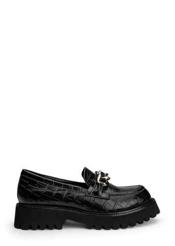 Georgi Black Croc 4cm Casual Shoes