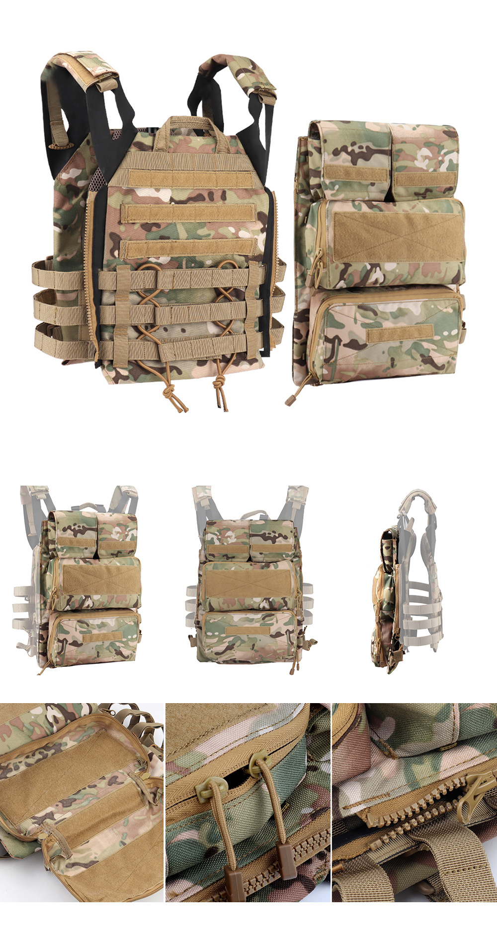 SINAIRSOFT Tactical Pouch Zip-on 2.0 Panel Platform For JPC CPC AVS ...