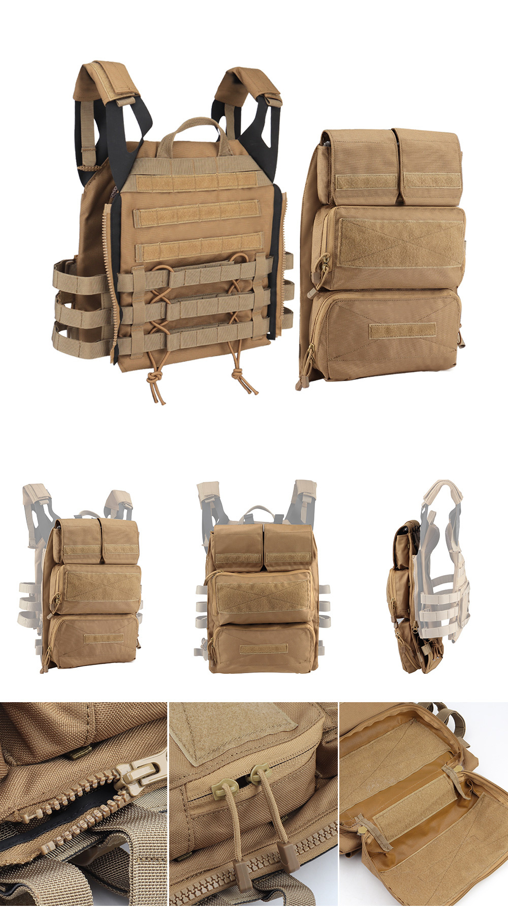 SINAIRSOFT Tactical Pouch Zip-on 2.0 Panel Platform For JPC CPC AVS ...
