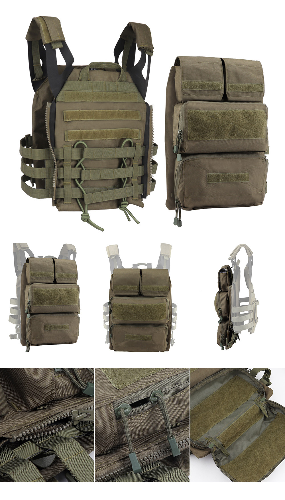 SINAIRSOFT Tactical Pouch Zip-on 2.0 Panel Platform For JPC CPC AVS ...