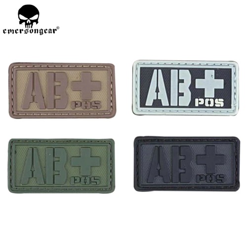 EMERSONGEAR PVC AB+ Blood Type Hex Patch Hunting Accessories Wargame Military Tactical Blood Patch Olive Green Black