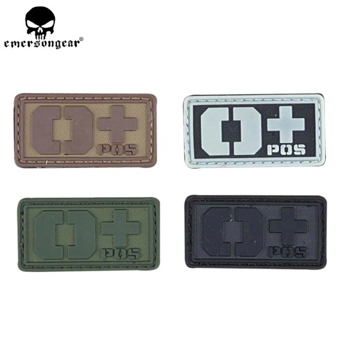 EMERSONGEAR PVC O+ Blood Type Hex Patch Hunting Accessories Wargame Tactical Blood Patch Olive Green Black