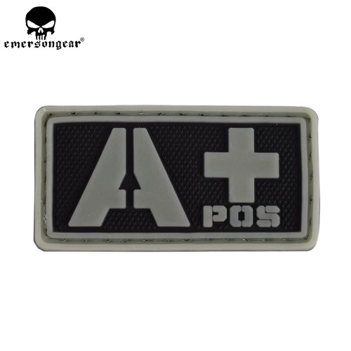 EMERSONGEAR PVC Patch Blood Type A+Tactical Paintball Hunting Equipment Wargame PVC Blood Patch Green Black