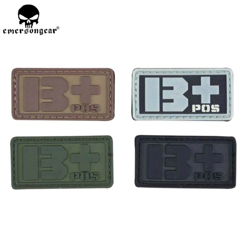 EMERSONGEAR PVC B+ Blood Type Hex Patch Hunting Accessories Wargame Military Tactical Blood Patch Olive Green Black