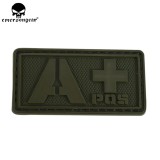 EMERSONGEAR PVC Patch Blood Type A+Tactical Paintball Hunting Equipment Wargame PVC Blood Patch Green Black