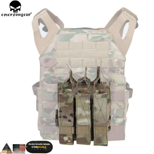 EMERSONGEAR Modular Triple Pouch Airsoft Hunting MP7 MP5 Magazine Pouch Wargame Tactical Accessories Molle Mag Pouch Multicam EM6357