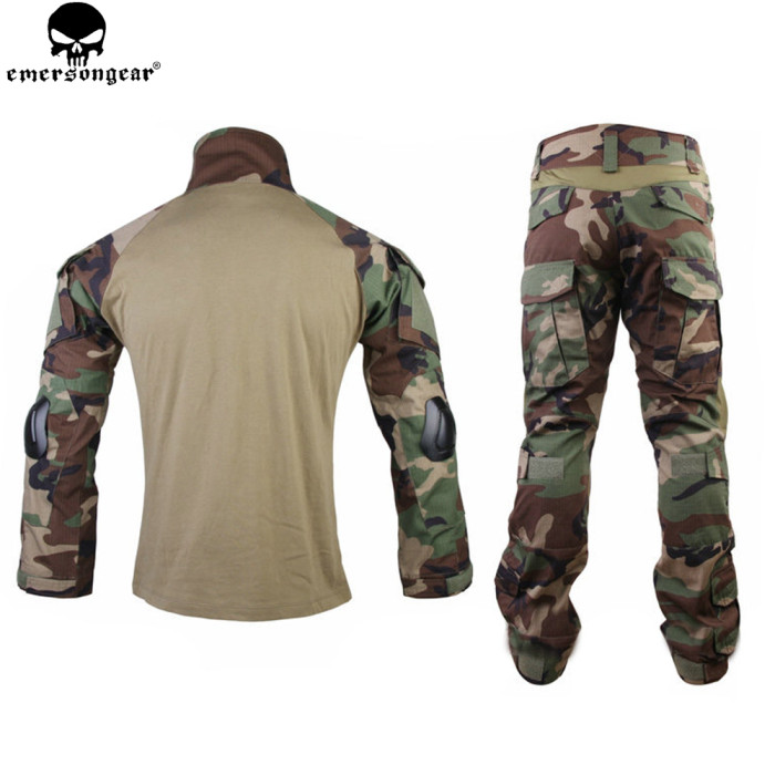 EMERSONGEAR Gen2 Combat Uniform Hunting Clothes Camouflage Ghillie Suit  emerson Woodland Tactical Pants with Knee pads