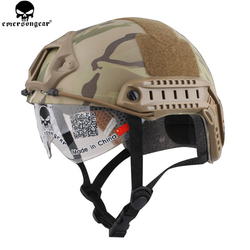 EMERSONGEAR Tactical Helmet With Protective Goggle Glasses Combat Hunting CS Anti-fog Helmet Protective Eyewear Helmet EM8820
