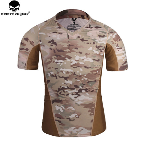 EMERSONGEAR Skin Tight Base Layer Camo Running Shirts Military Hunting Tactical Shirt Breathable Short sleeve Multicam EM9167