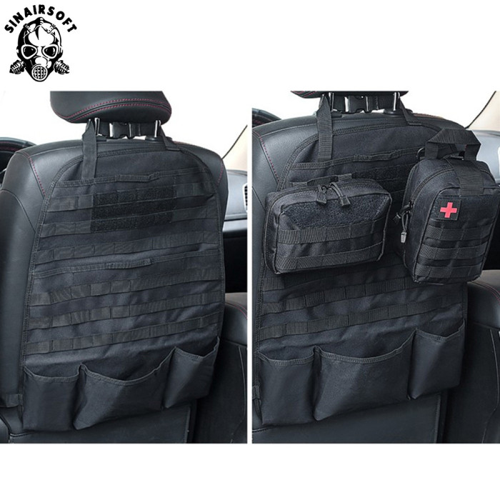 SINAIRSOFT Universal Car Seat Back Bag Tactical Molle Car Seat Organizer  Storage Nylon Seat Organizer Protector