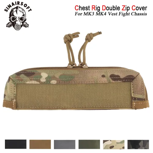 SINAIRSOFT Tactical MK3 MK4 Micro Fight Chassis Pocket Zipper Insert Chest Rig Double Zip Cover Airsoft Hunting Paintball Vest Accessories