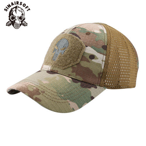 SINAIRSOFT New Tide Punisher Skull  Operator Mesh Baseball Cap Men Cool Fitted Caps